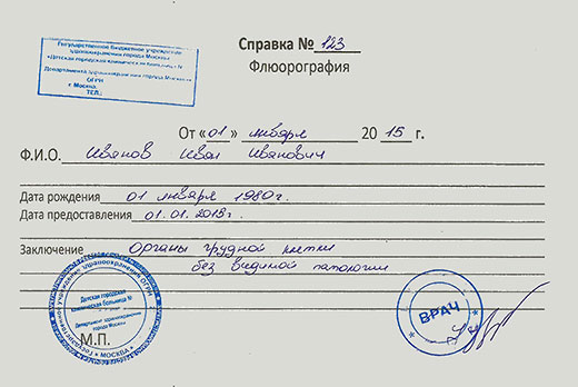 Справка о флюорографии в Иркутске